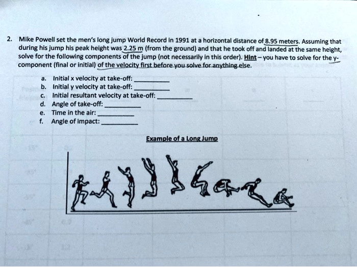 SOLVED: Mike Powell set the men's long jump World Record in 1991 at a ...