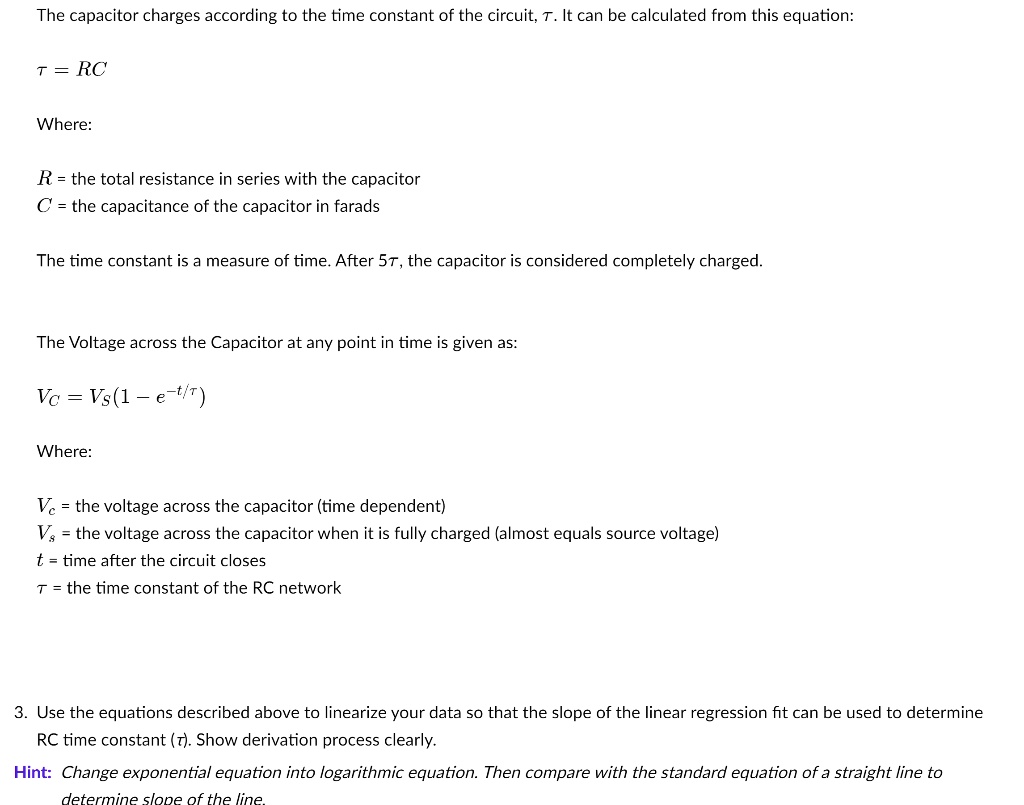 SOLVED The capacitor charges according to the time constant of the