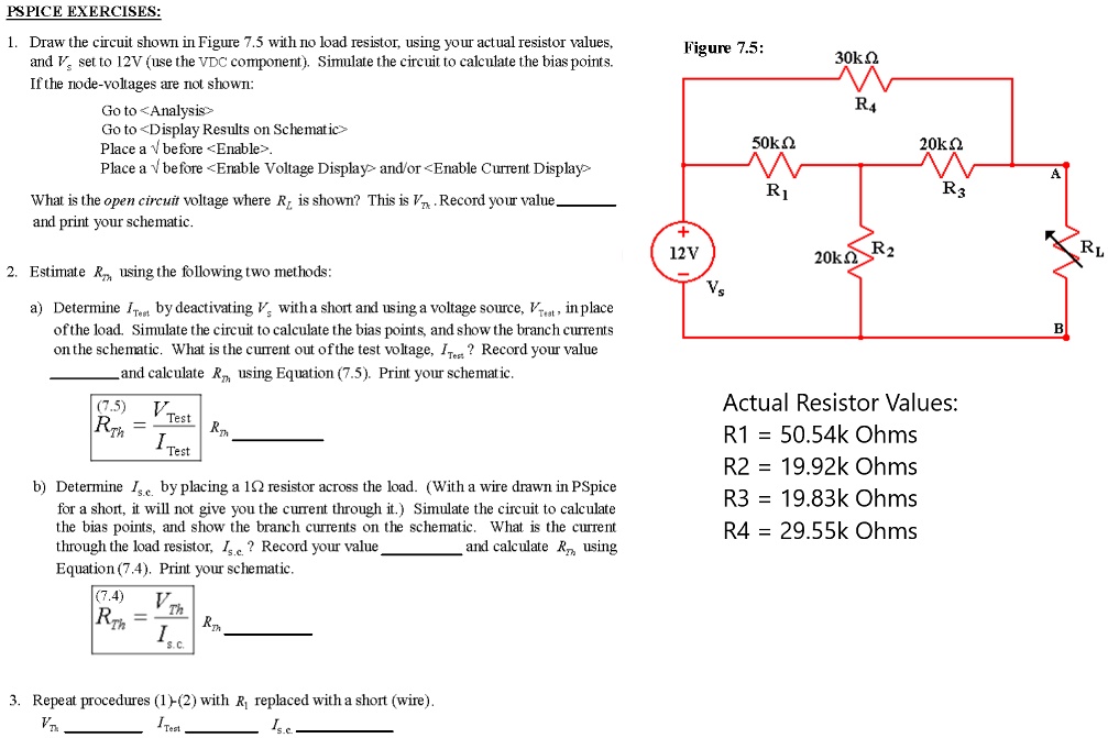 PSPICE EXERCISES: 1. Draw the circuit shown in Figure 7.5 with no load