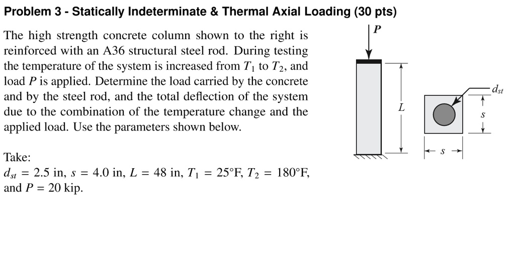 SOLVED: Problem 3 - Statically Indeterminate Thermal Axial Loading (30 ...