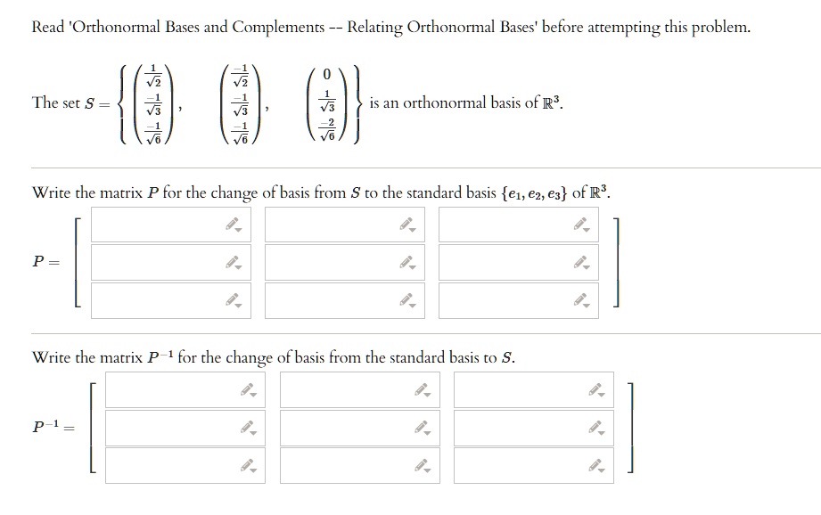 SOLVED Read 'Orthonormal Bases and Complements Relating Orthonormal