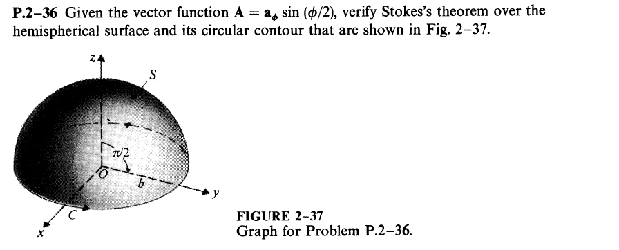 Solved P236 Given The Vector Function A A Sin 2 Verify Stokess Theorem Over The 1263