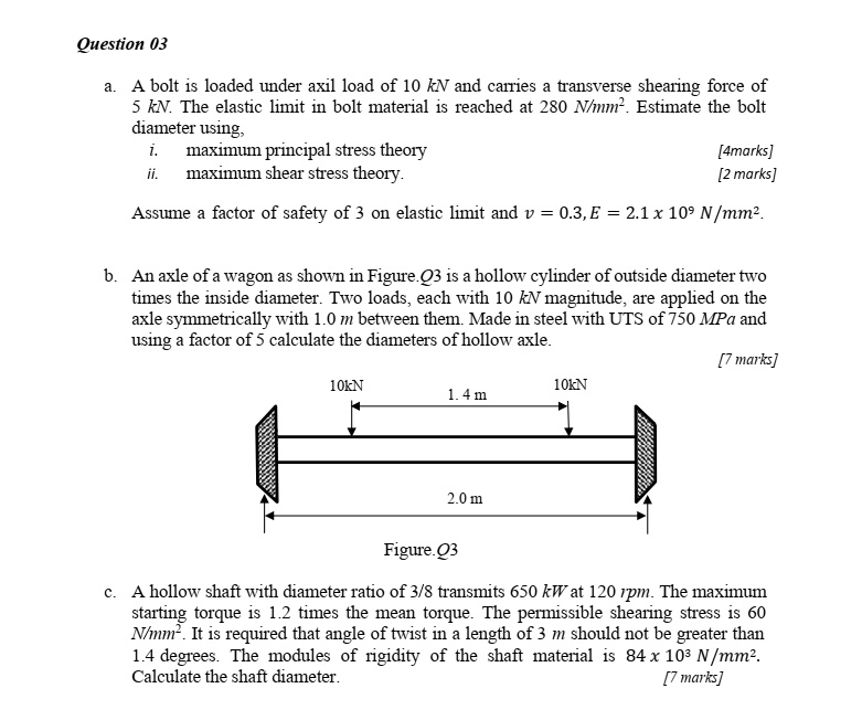 SOLVED: a. A bolt is loaded under axial load of 10 kN and carries a ...