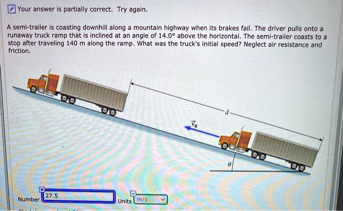 Solved: A Semi-trailer Is Coasting Downhill Along A Mountain Highway 