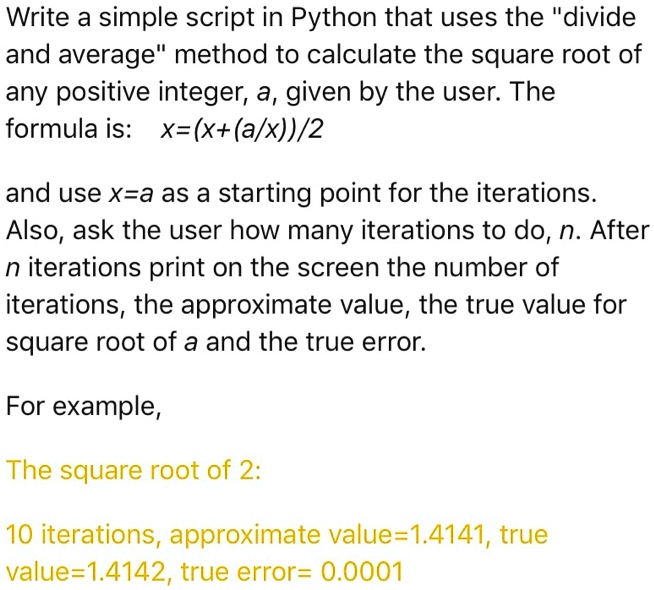 SOLVED: Write a simple script in Python that uses the "divide and ...