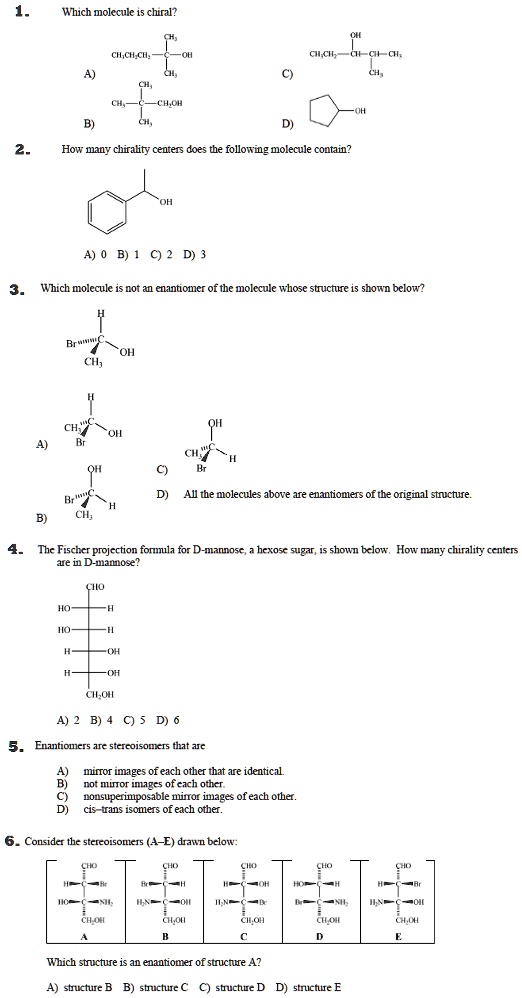 Solved: ' Which Molecule Is Chiral? How Many Chirality Centers Does The 