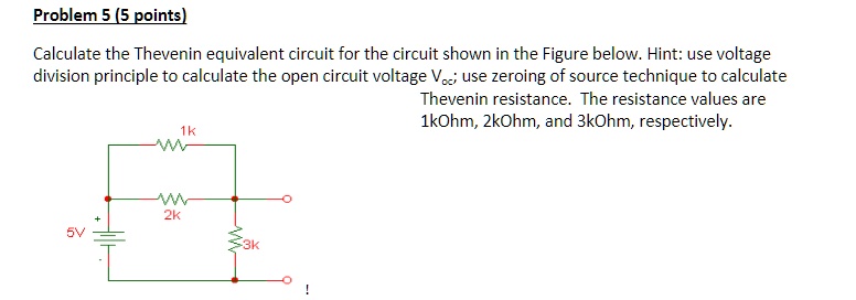 SOLVED: Problem 5 (5 points) Calculate the Thevenin equivalent circuit ...