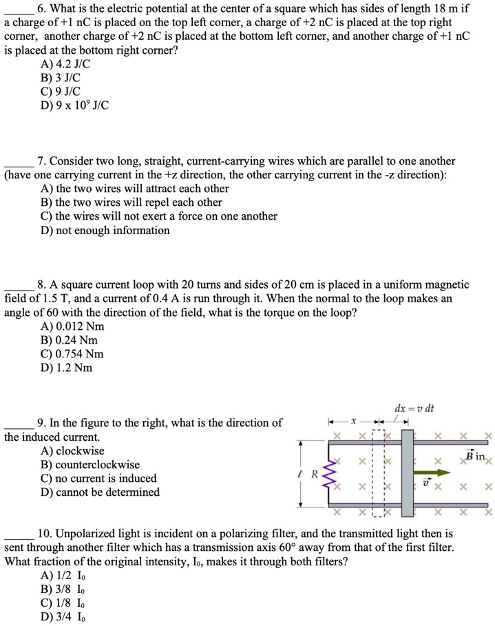 SOLVED: 6. What is the electric potential at the center of a square ...