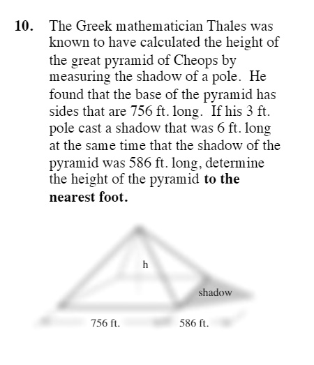 SOLVED 10 The Greek mathematician Thales was known to have