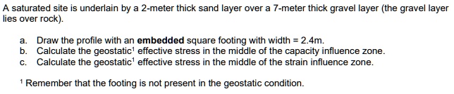 SOLVED: A saturated site underlain by a 2-meter thick sand layer over a ...