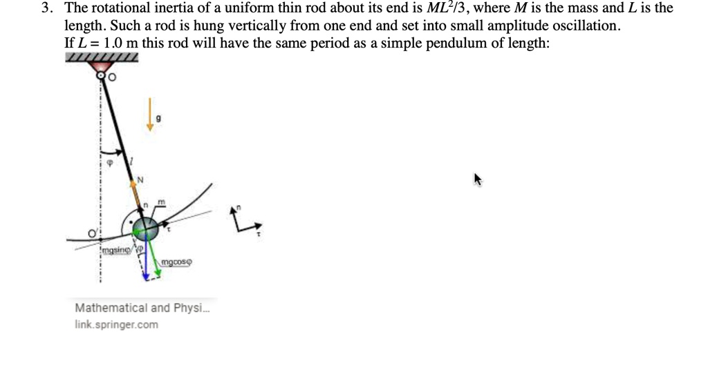 SOLVED: The rotational inertia of a uniform thin rod about its end is ...