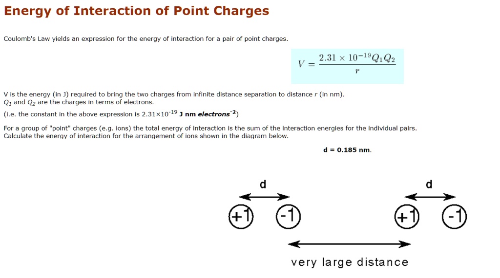 Solved Energy Of Interaction Of Point Charges Coulombs Law Yields An Expression For The Energy 8738