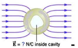 the figure below shows a charged conductor with a cavity placed in what ...