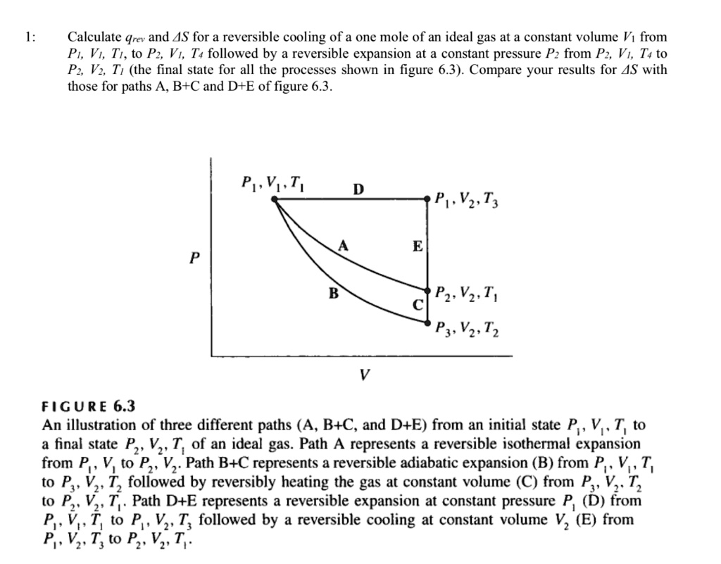 calculate qrev and as for a reversible cooling of a one mole of an ...