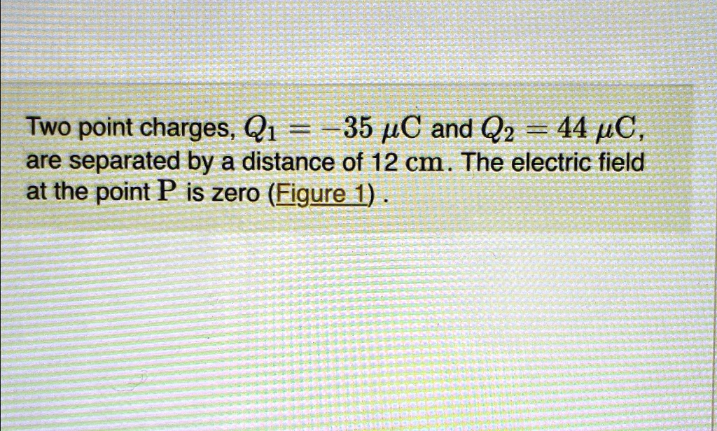 SOLVED: Two Point Charges, Q1 = -35 μC And Q2 = 44 μC, Are Separated By ...