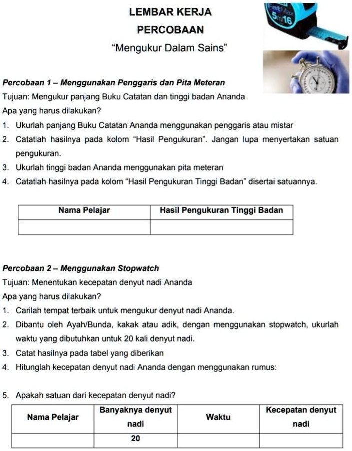 SOLVED: Cara Kerjanya Gimana Ya? LEMBAR KERJA PERCOBAAN 416 "Mengukur ...