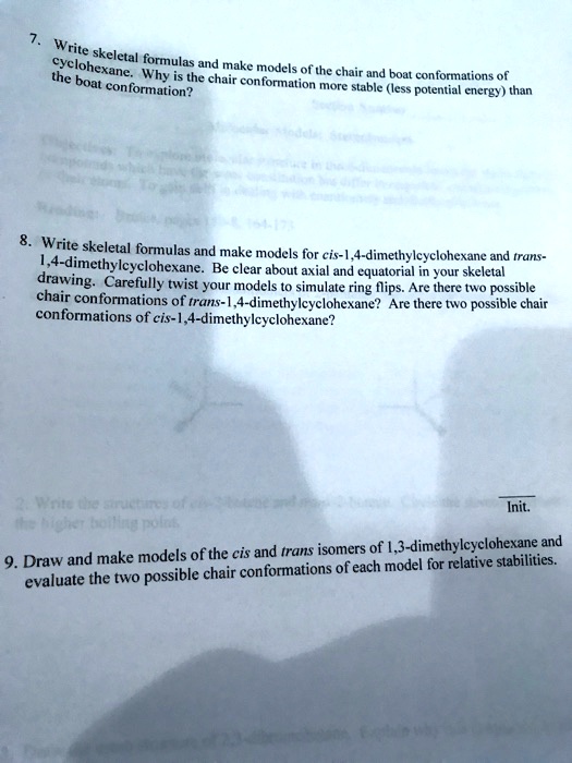 SOLVED Write = skeletal = cyclohexane. formulas and make models the