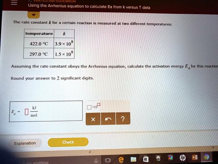 SOLVED ' The rate constant k for a certain reaction is measured at two