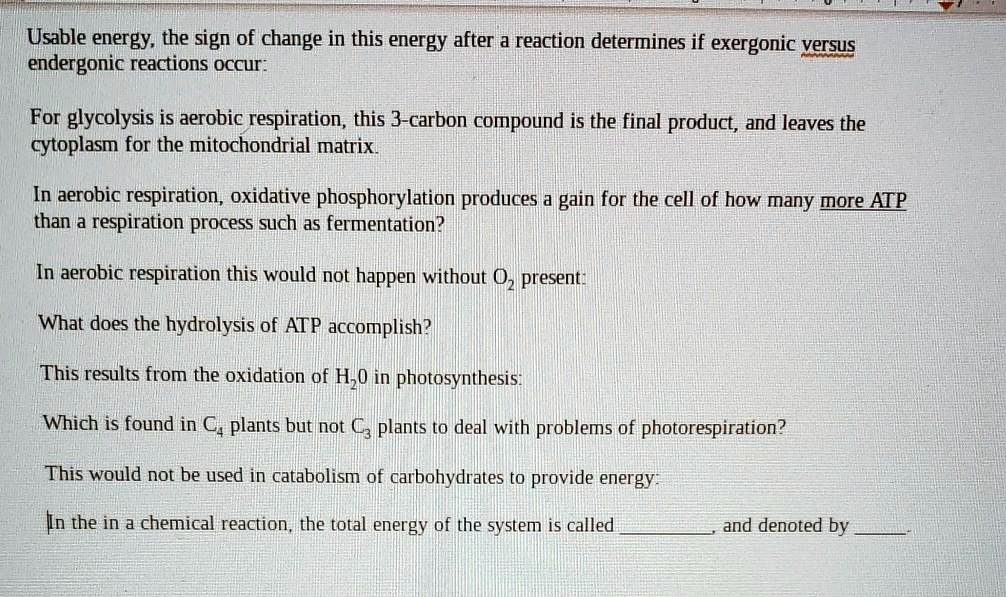 SOLVEDUsable energy; the sign of change in this energy after a
