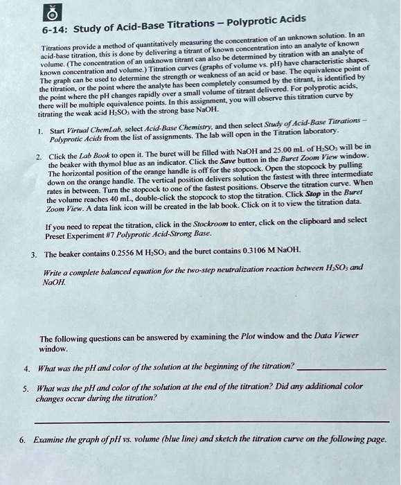 SOLVED: Polyprotic Acids 6-14: Study of Acid-Base Titrations The ...