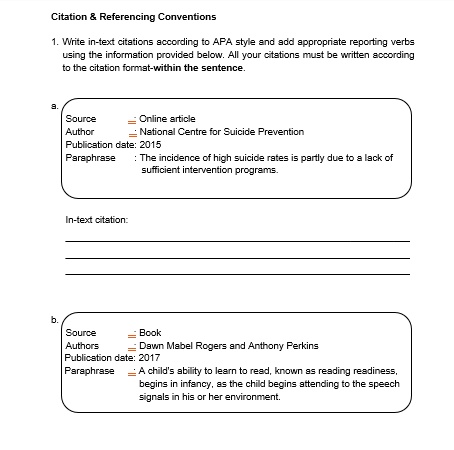 SOLVED Citation Referencing Conventions 1. Write in text