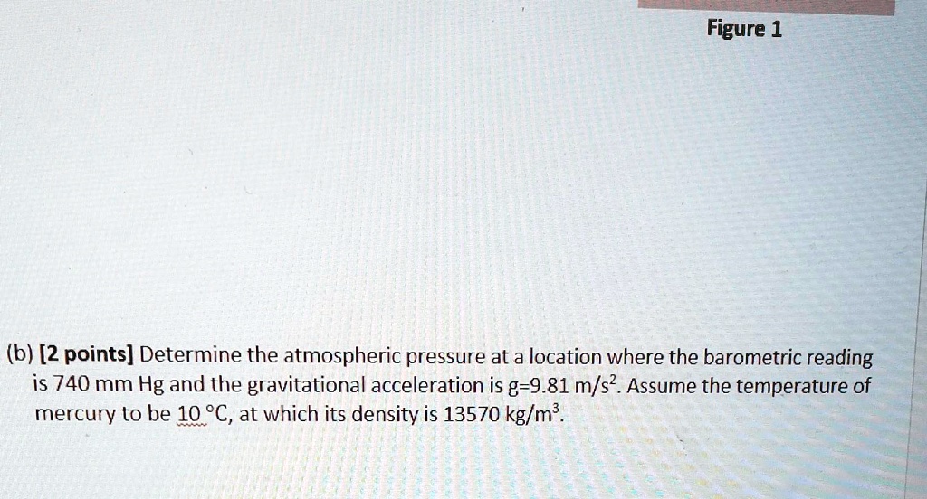 SOLVED Figure 1 (b) [2 points] Determine the atmospheric pressure at a location where the