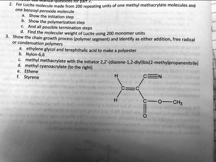 SOLVEDQiuel 0rpalrt 2 For Lucite molecule made from 200 repeating