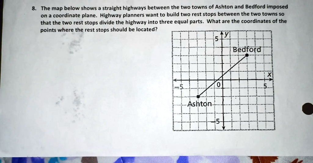 SOLVED: The map below shows a straight highways between the two towns ...