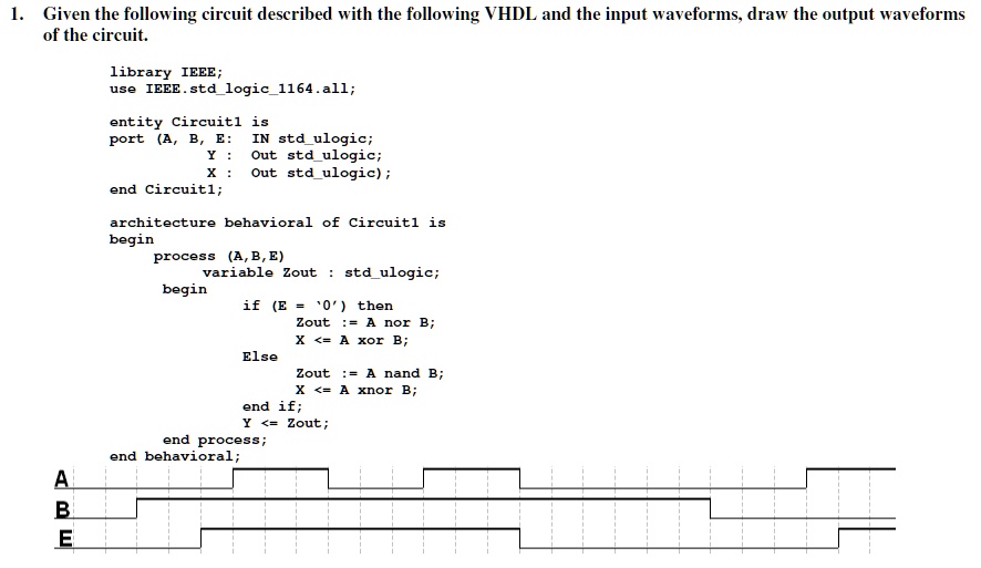 Given the following circuit described with the following VHDL and the ...