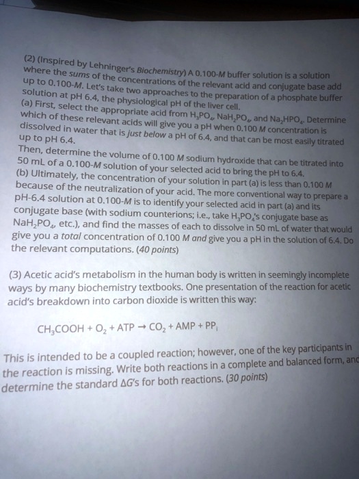 SOLVED:(Inspired by Lehninger s Where the sums of the Biochemistry) 0. ...