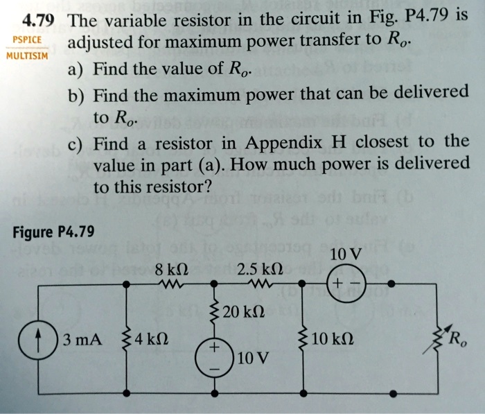 SOLVED Electric Circuits Maximum Power Transfer 4.79 The variable