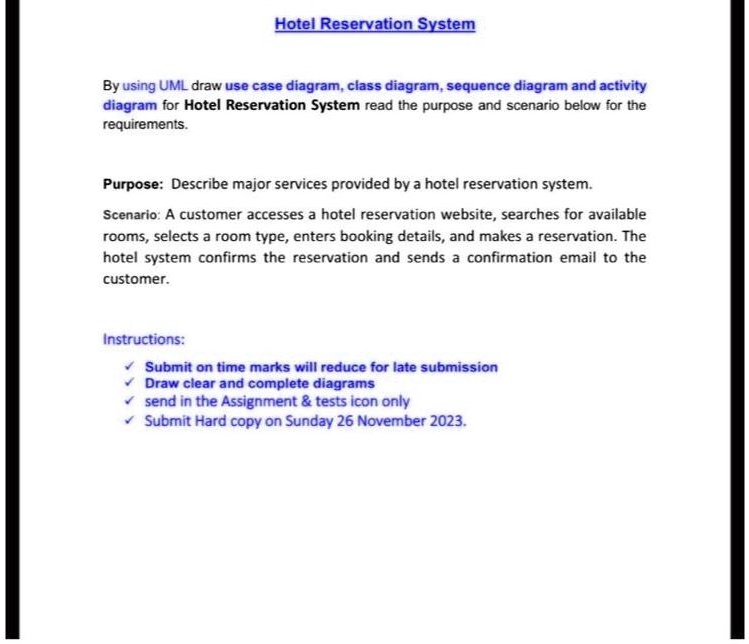 SOLVED: Hotel Reservation System By using UML, draw a use case diagram