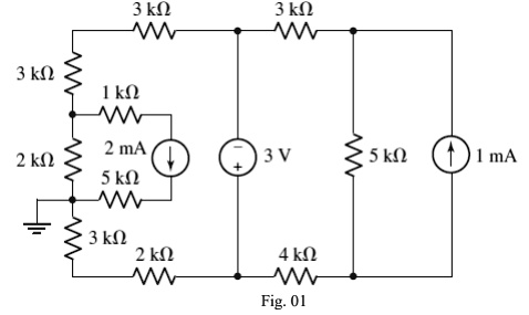 SOLVED: Calculate the voltage at the 2 mA current source of Fig 01 ...