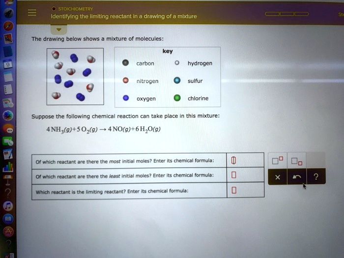 SOLVED: STOICHIOMETRY Identifying the limiting reactant in drawing of ...