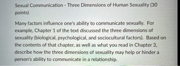 SOLVED Sexual Communication Three Dimensions of Human Sexuality