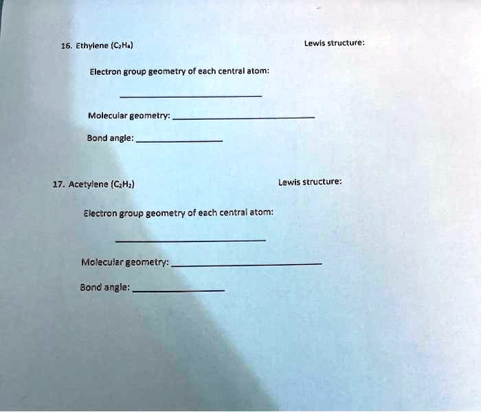 SOLVED Ethylene C2H4 Lewis structure Electron group geometry