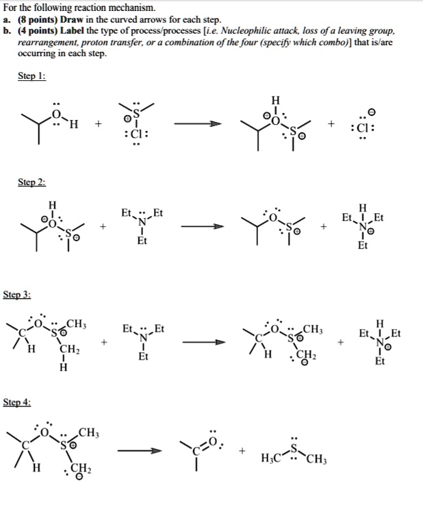 SOLVED: For the following reaction mechanism: 1. Draw in the curved ...