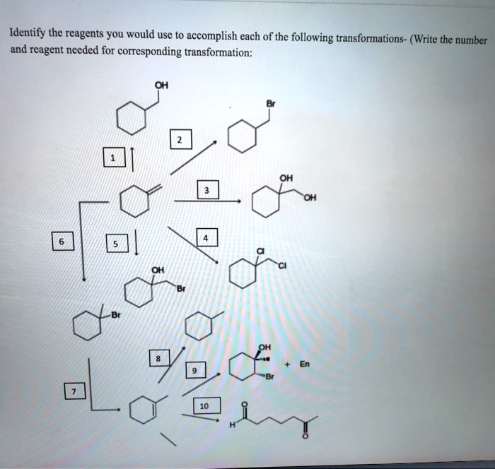identify the reagents you would use to accomplish each of the following ...