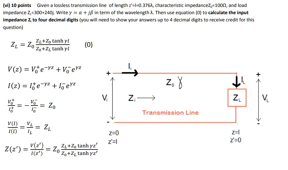 [GET ANSWER] (vi) 10 points Given a lossless transmission line of ...