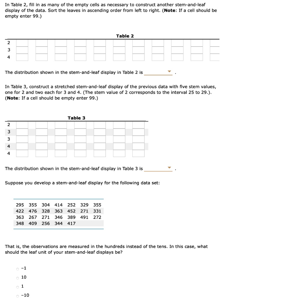 Solved In Table 2 Fill In As Many Of The Empty Cells As Necessary To Construct Another Stem