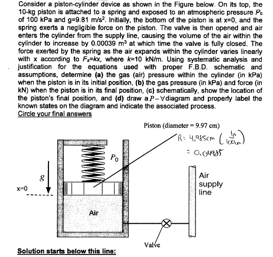 SOLVED Consider a pistoncylinder device as shown in the Figure below