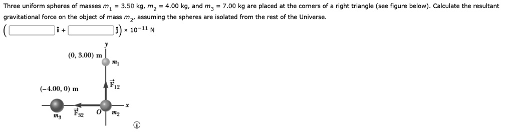 SOLVED: Three uniform spheres of masses m, = 3.50 kg, m, = 4.00 kg, and ...