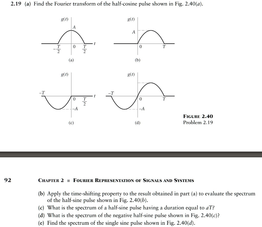 219a find the fourier transform of the half cosine pulse shown in ...