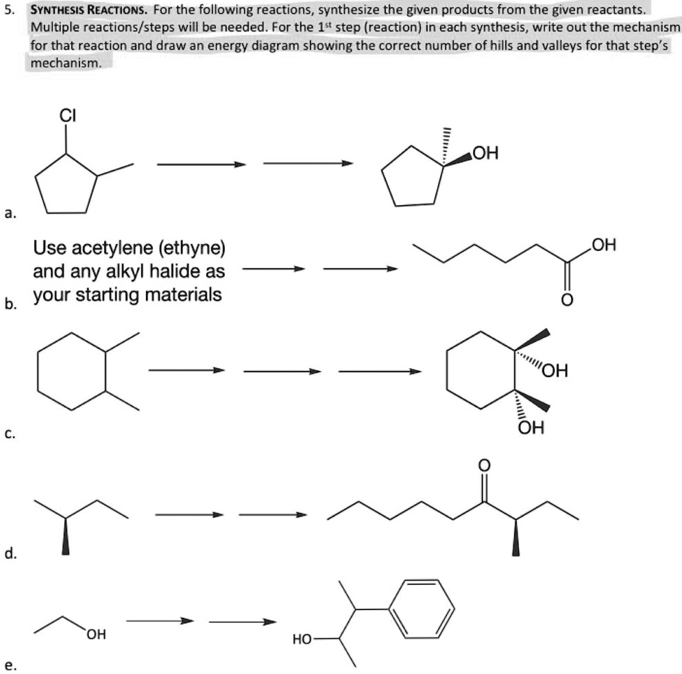 SOLVED: SYNTHESIS REACTIONS: For the following reactions, synthesize ...