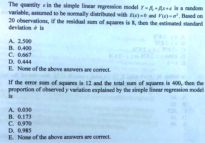 the quantity in the simple linear regression model y bbxc is a random ...