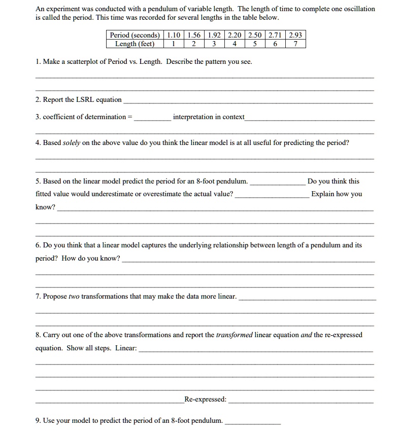 solved-an-experiment-was-conducted-with-pendulum-of-variable-length