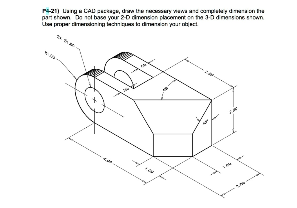 Create an orthographic projection of the following object. Draw the ...