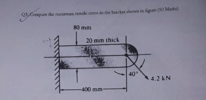 SOLVED: Q3: Compute the maximum tensile stress in the bracket shown in ...