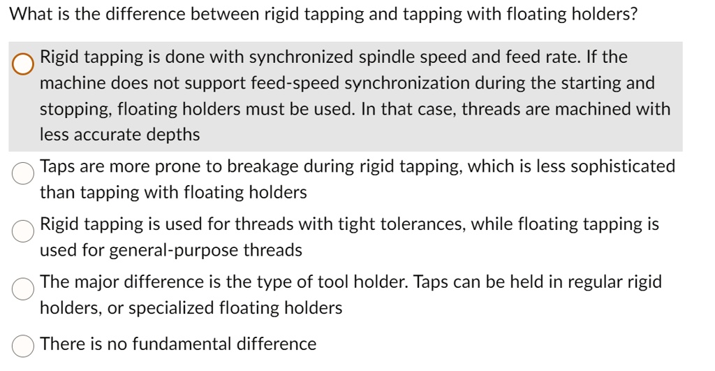 Tapping Float What is the difference between rigid tapping and tapping with floating ...