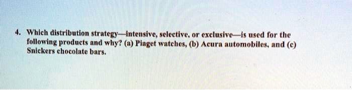 SOLVED Which distribution strategy intensive selective or